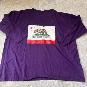 Vintage Cactus California V-Neck Short Sleeve T-Shirt Size 3XL Purple